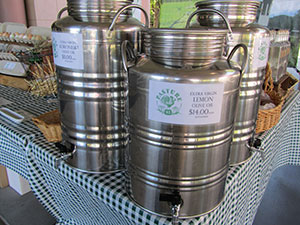 organically farmed olive oil in stainless steel storage tanks